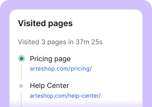 Visited pages is one of the areas available in the customer details tab inside the Chats section of the LiveChat® agent app. It's where you see the number of visited pages and time spent on all pages together.